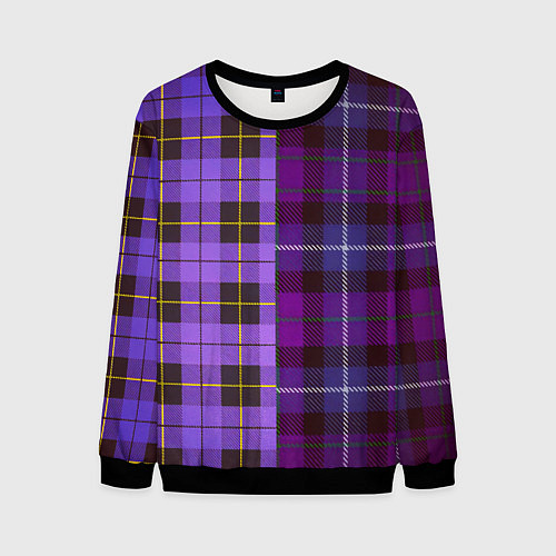 Мужской свитшот Purple Checkered / 3D-Черный – фото 1