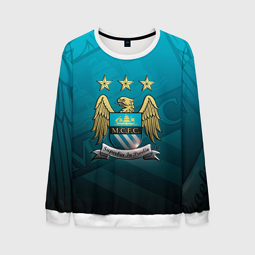 Мужской свитшот Manchester City Teal Themme / 3D-Белый – фото 1