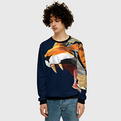 Свитшот мужской Пасть тигра в мозаике, цвет: 3D-черный — фото 2