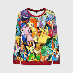 Свитшот мужской АНИМЕ, ПОКЕМОНЫ ВСЕ ПЕРСОНАЖИ POKEMON, цвет: 3D-красный