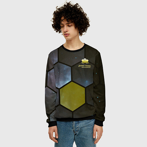Мужской свитшот JWST space cell theme / 3D-Черный – фото 3