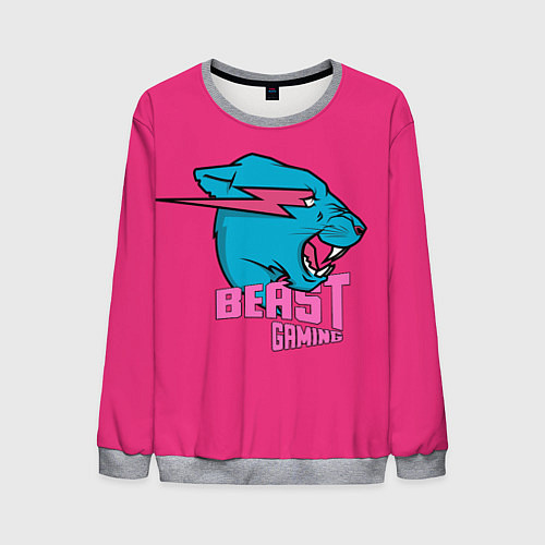 Мужской свитшот Mr Beast Gaming Full Print Pink edition / 3D-Меланж – фото 1
