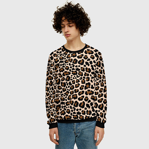 Мужской свитшот Леопардовые Пятна / 3D-Черный – фото 3