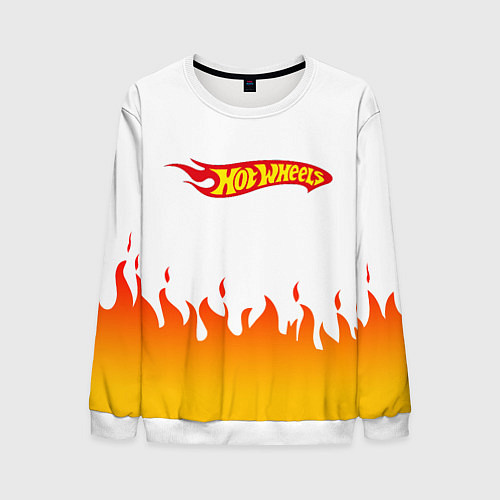 Мужской свитшот Hot Wheels Logo Fire / 3D-Белый – фото 1