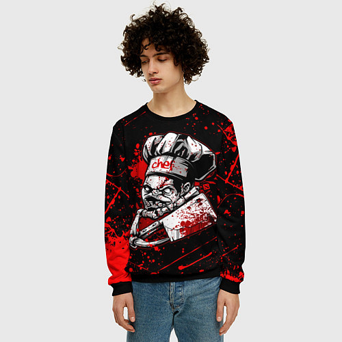 Мужской свитшот DOTA 2 PUDGE, БРЫЗГИ КРАСОК / 3D-Черный – фото 3