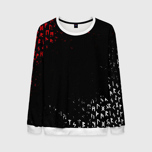 Мужской свитшот КРАСНО БЕЛЫЕ РУНЫ / 3D-Белый – фото 1
