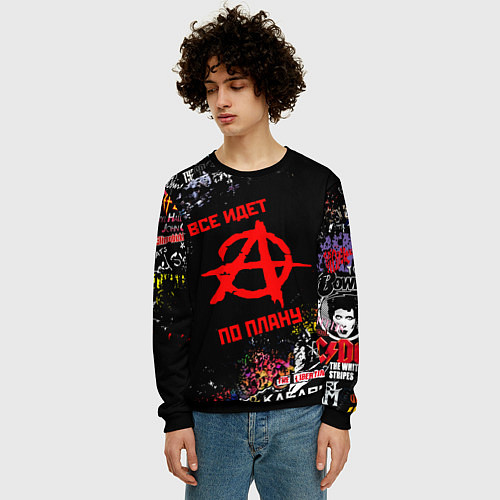 Мужской свитшот ВСЁ ИДЁТ ПО ПЛАНУ ГРАЖДАНСКАЯ ОБОРОНА ЛОГО РОК ГРУ / 3D-Черный – фото 3