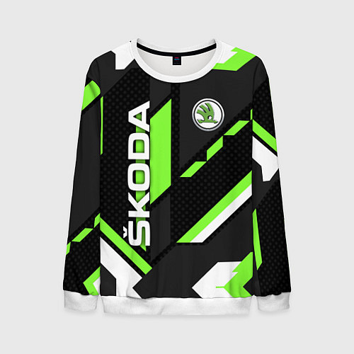 Мужской свитшот ШКОДА ГЕОМЕТРИЯ ЛИНИИ SKODA GEOMETRY SPORT / 3D-Белый – фото 1