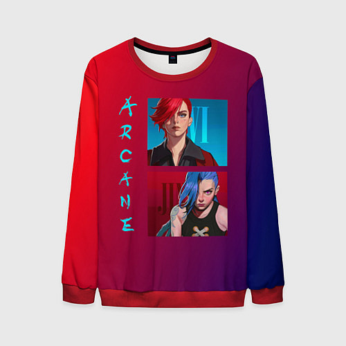 Мужской свитшот Вай и Джинкс Аркейн / 3D-Красный – фото 1