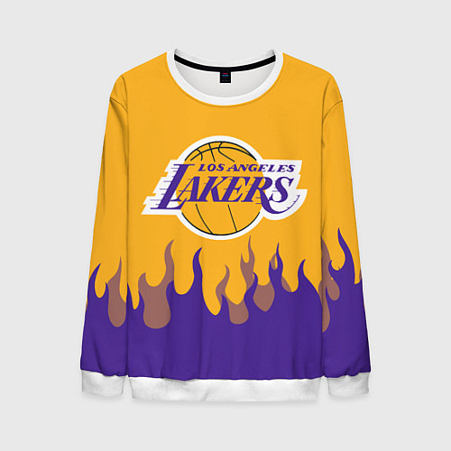 Мужской свитшот LA LAKERS NBA FIRE ЛЕЙКЕРС ОГОНЬ / 3D-Белый – фото 1