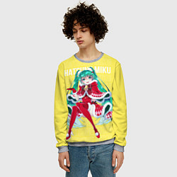 Свитшот мужской Новогодняя Хацунэ Мику, цвет: 3D-меланж — фото 2