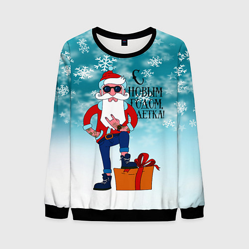 Мужской свитшот Hipster Santa 2022 / 3D-Черный – фото 1