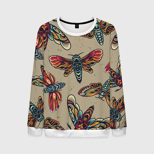 Мужской свитшот Мотыльки-черепа / 3D-Белый – фото 1