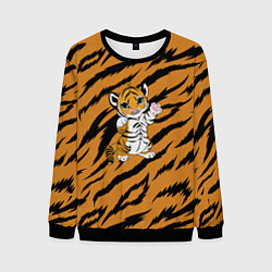 Свитшот мужской Новогодний Тигр 2022 tiger, цвет: 3D-черный