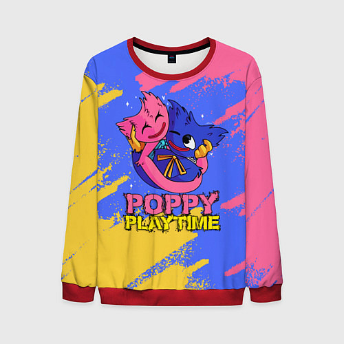 Мужской свитшот Huggy Wuggy and Kissy Missy Poppy Playtime / 3D-Красный – фото 1