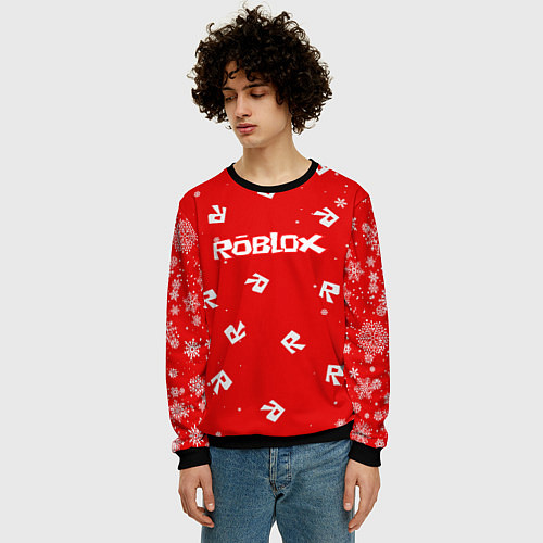 Мужской свитшот НОВОГОДНИЙ СВИТЕР ROBLOX РОБЛОКС НОВЫЙ ГОД 2022 / 3D-Черный – фото 3