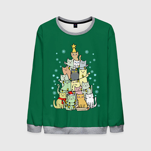 Мужской свитшот Коты Построение ёлкой / 3D-Меланж – фото 1