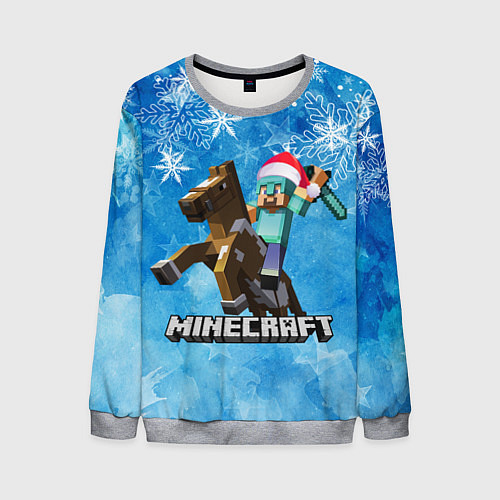 Мужской свитшот НОВЫЙ ГОД В МАЙНКРАФТ, СНЕЖИНКИ, 2022 / 3D-Меланж – фото 1