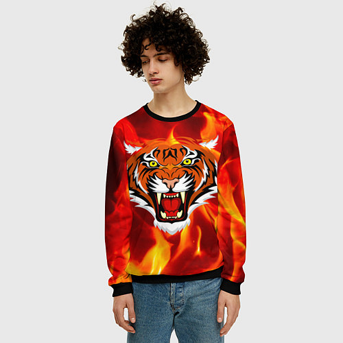 Мужской свитшот Fire Tiger Face 2022 / 3D-Черный – фото 3