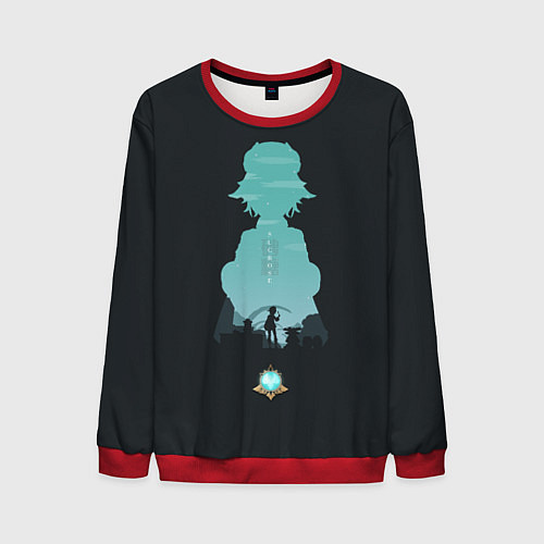 Мужской свитшот SUCROSE САХАРОЗА ГЕНШИН ИМПАКТ / 3D-Красный – фото 1