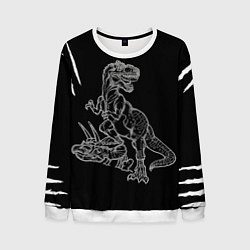 Свитшот мужской Тираннозавр Скелет, цвет: 3D-белый