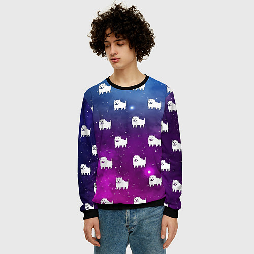Мужской свитшот UNDERTALE DOGS PATTERN SPACE / 3D-Черный – фото 3