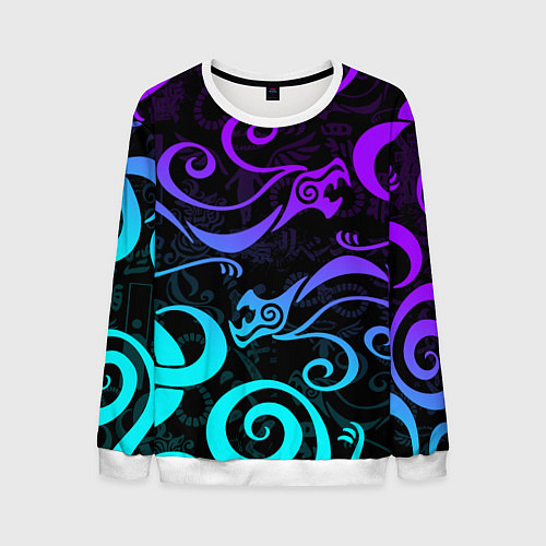 Мужской свитшот НЕОНОВОЕ ТАТУ ДРАКЕНА УЗОР / 3D-Белый – фото 1