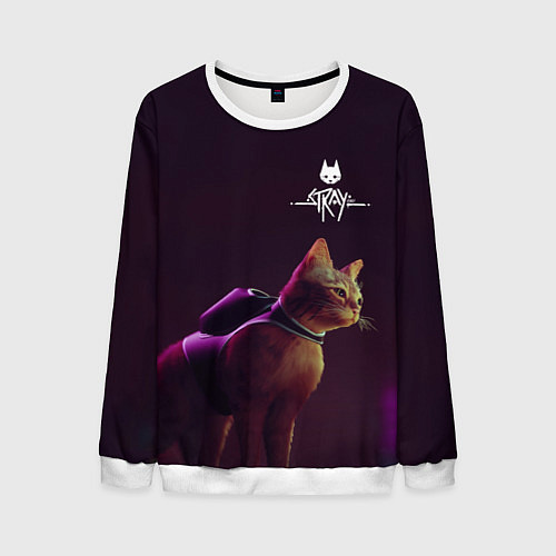 Мужской свитшот Stray: Wandering Cat / 3D-Белый – фото 1