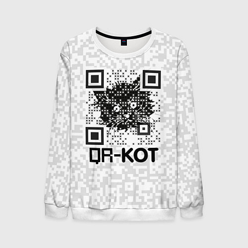 Мужской свитшот QR код котик / 3D-Белый – фото 1