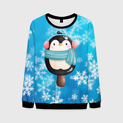 Свитшот мужской Пингвин - эскимо Новый год, цвет: 3D-черный