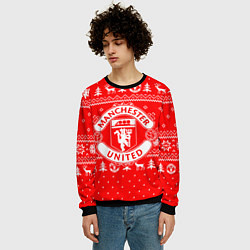 Свитшот мужской FC Manchester United: Новогодний узор, цвет: 3D-черный — фото 2