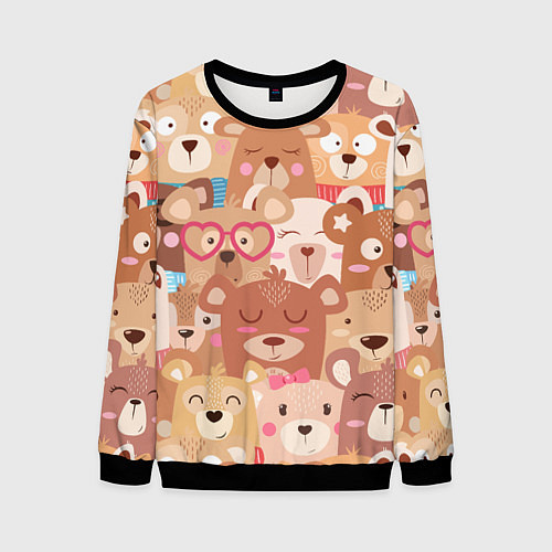 Мужской свитшот Bears texture / 3D-Черный – фото 1
