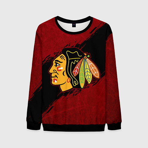 Мужской свитшот Chicago Blackhawks, Чикаго Блэкхокс / 3D-Черный – фото 1