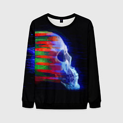 Свитшот мужской Color glitch skull, цвет: 3D-черный