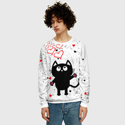 Свитшот мужской Влюблённый котик Cat Love, цвет: 3D-белый — фото 2