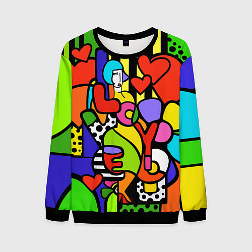 Мужской свитшот Romero Britto - love you / 3D-Черный – фото 1