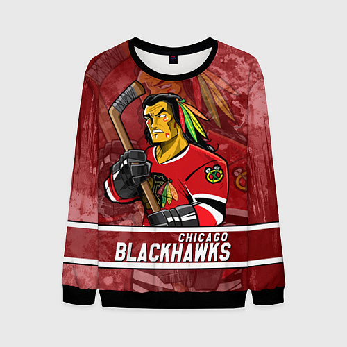 Мужской свитшот Chicago Blackhawks , Чикаго Блэкхокс / 3D-Черный – фото 1