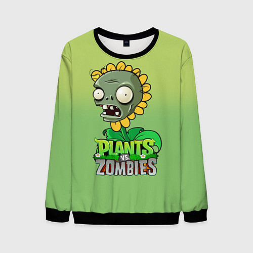 Мужской свитшот Plants vs Zombies зомби-подсолнух / 3D-Черный – фото 1