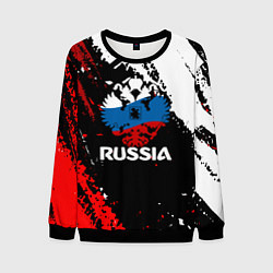 Свитшот мужской Russia Герб в цвет Флага, цвет: 3D-черный