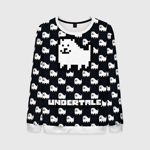 Мужской свитшот UNDERTALE DOG AND LOGO УНДЕРТАЛЕ / 3D-Белый – фото 1