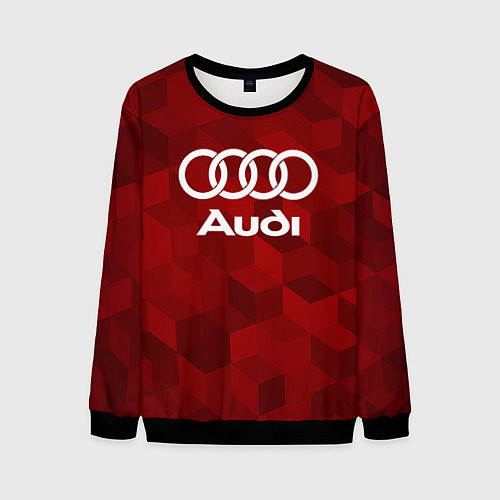 Мужской свитшот Ауди, Audi Красный фон / 3D-Черный – фото 1