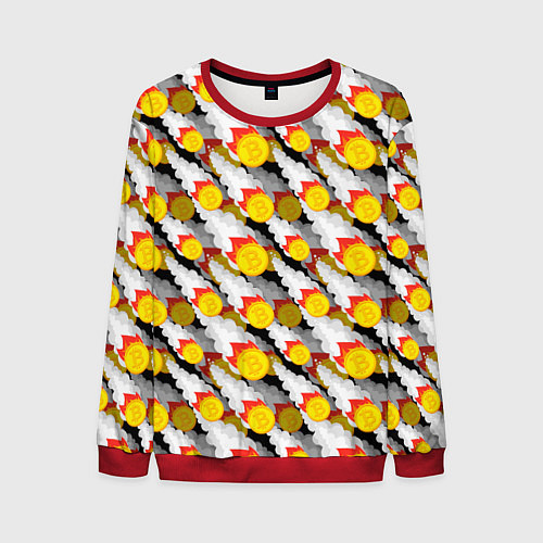 Мужской свитшот Падение Биткоина / 3D-Красный – фото 1