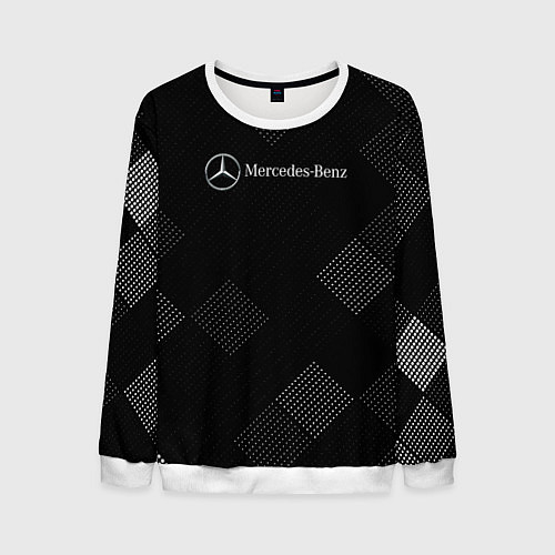 Мужской свитшот Mercedes-Benz - В клетку / 3D-Белый – фото 1