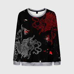 Свитшот мужской Китайский дракон Красно - Белый, цвет: 3D-меланж