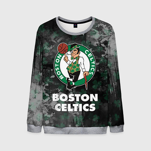 Мужской свитшот Бостон Селтикс, Boston Celtics, НБА / 3D-Меланж – фото 1
