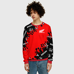 Свитшот мужской Honda нарисованный огонь, цвет: 3D-красный — фото 2