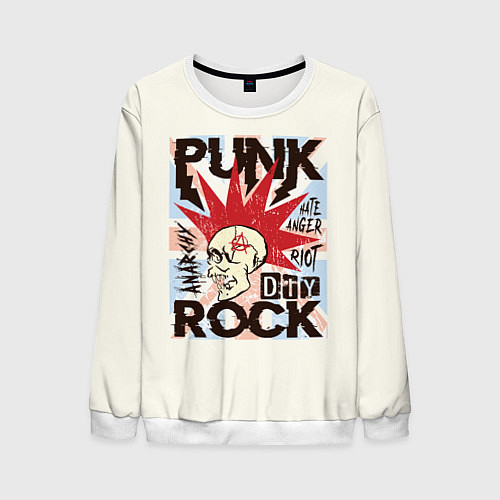 Мужской свитшот Punk Rock Панк / 3D-Белый – фото 1