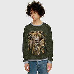 Свитшот мужской Лев в дредах, цвет: 3D-меланж — фото 2