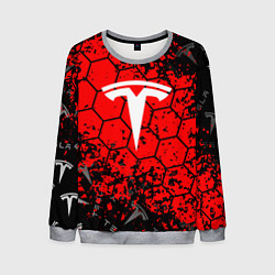 Свитшот мужской Tesla Logo соты, цвет: 3D-меланж