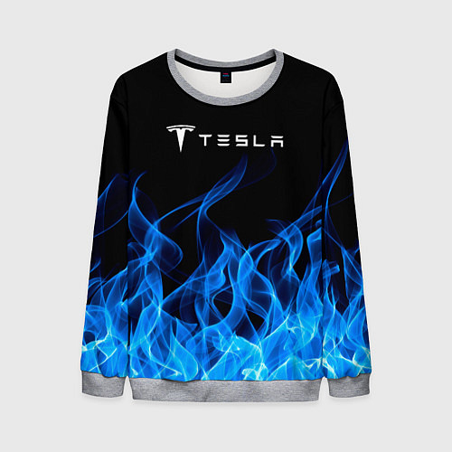 Мужской свитшот Tesla Fire / 3D-Меланж – фото 1